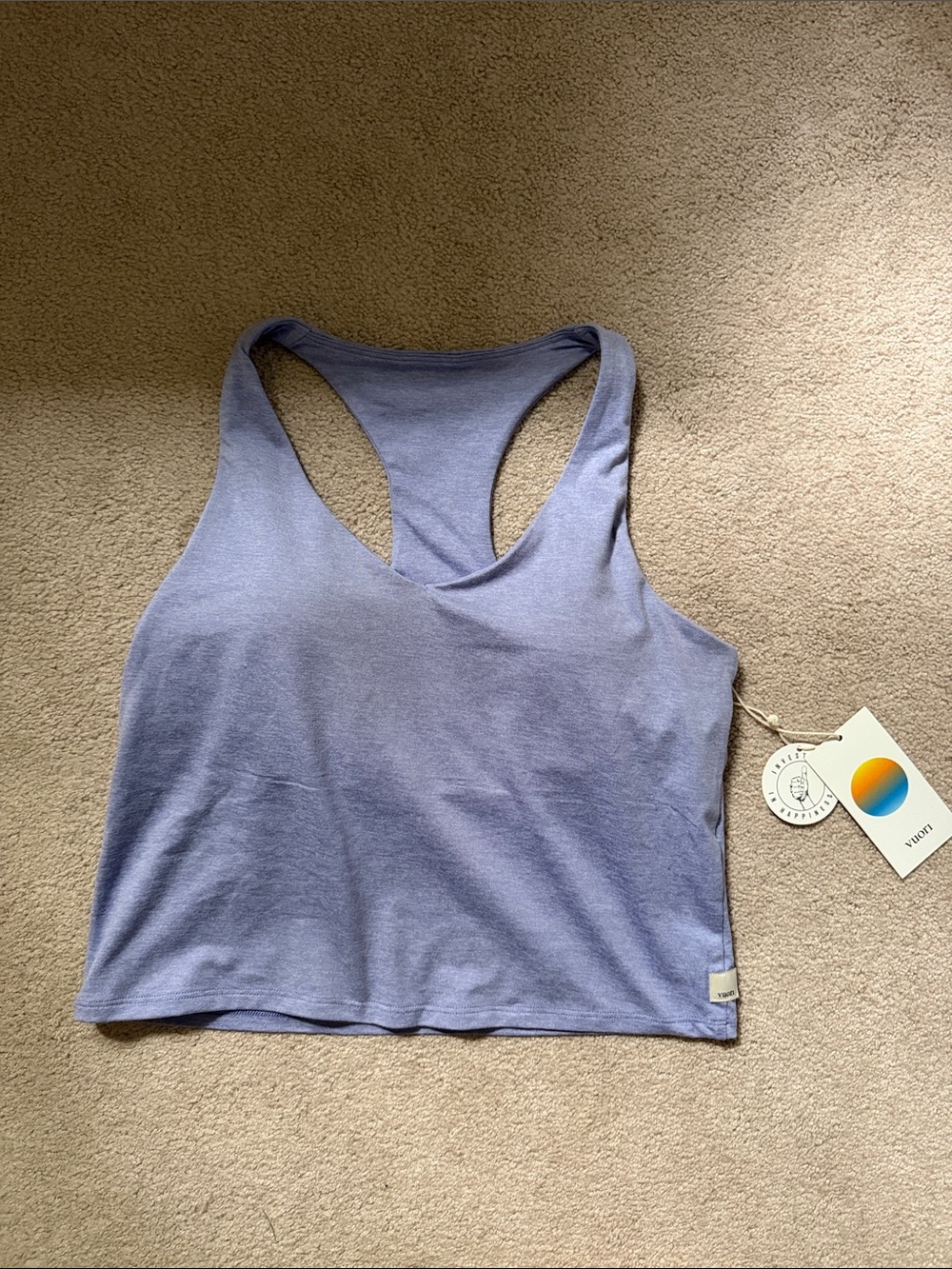 NWT Vuori Light Purple Racerback Crop Tank Top